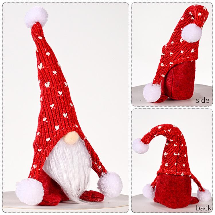 Christmas Faceless Rudolf Doll with Knitted Hat Ornament