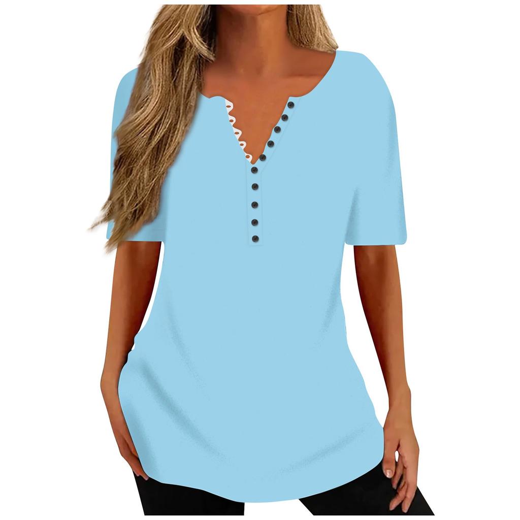 Women's Fashion Casual Short Sleeve Printed Round Neck Loose Top