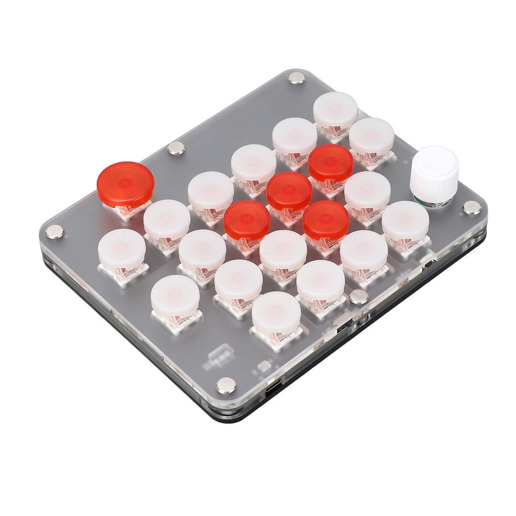 21 Keys Programmable Keyboard with Knob Red Axis USB C BT Connection One Handed Macro Mechanical
