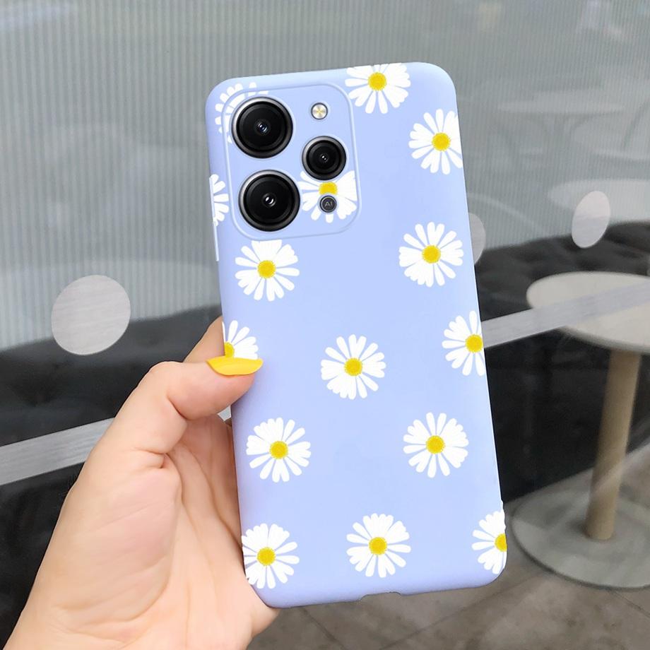 

For Redmi 12 4G Phone Case Back Cover For Xiaomi Redmi12 Soft Silicone Ultra Slim Bumper Shell With Flower Cute Girl Print Coque Redmi 12 4G