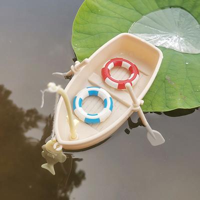 1 Juego Regalos para Niños Nuevo Modelo de Barco de Pesca de Plástico Mini Adornos de Casa de Muñecas Simulados Kit de Barco de Pesca en Miniatura