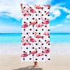 Aquarell Rosa Flamingo Schwarzer Polka Dot Strandtuch Mikrofaser Saugfähig Sommer Mädchen Poolhandtuch