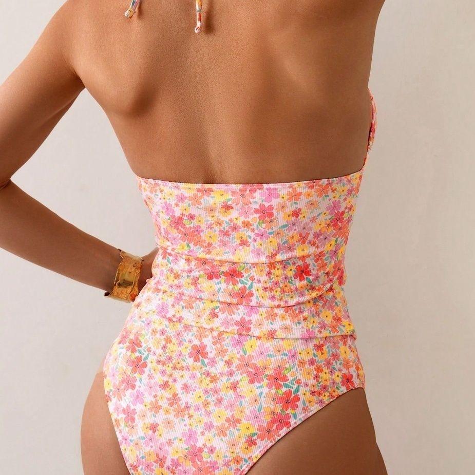 New European and American Popular Anti-light Split Bikini Two-piece Printed Swimsuit Women's Swimsuit