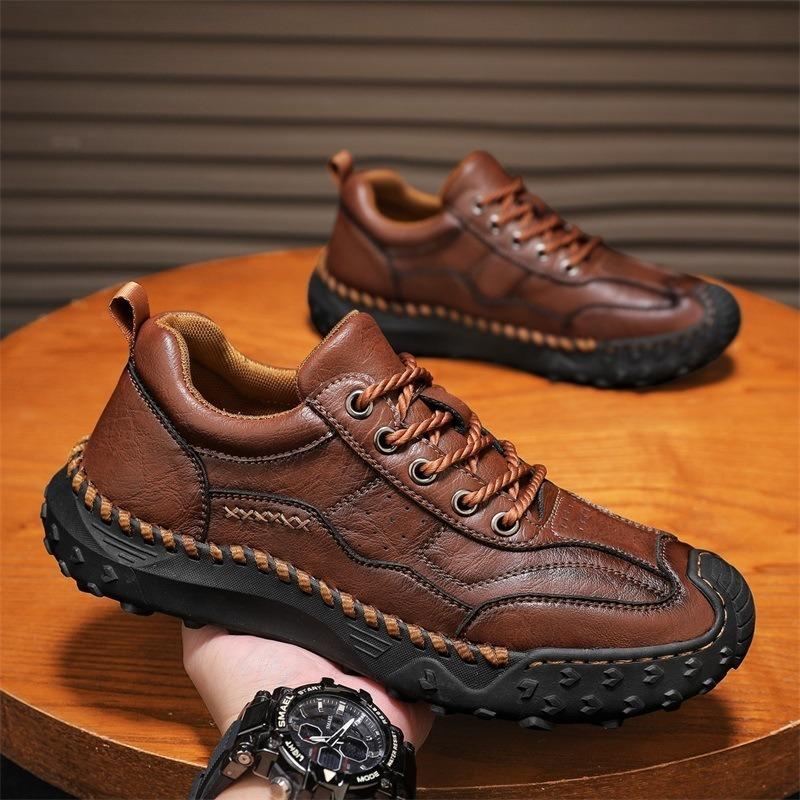 Zapatos Casuales de Cuero para Hombre Outdoor Alta Calidad Marrón Zapatillas de Hombre Suaves Homme Clásico Antideslizante con Cordones Zapatos Planos para Hombre Mocasines