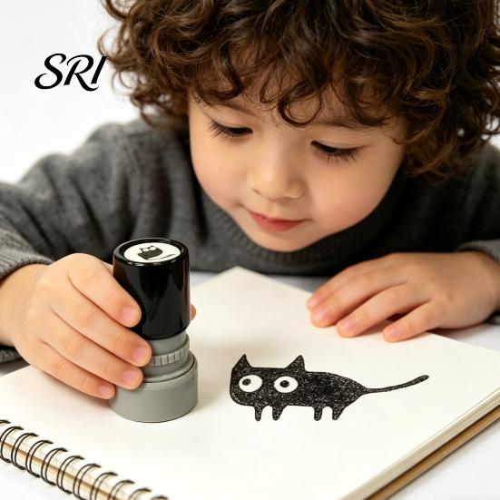 Mini Kitten Stamp Cute Black Cat Self Inking Pattern Craft Project Supplies for Journals Cards Planners Scrapbooks Decoration Decorative