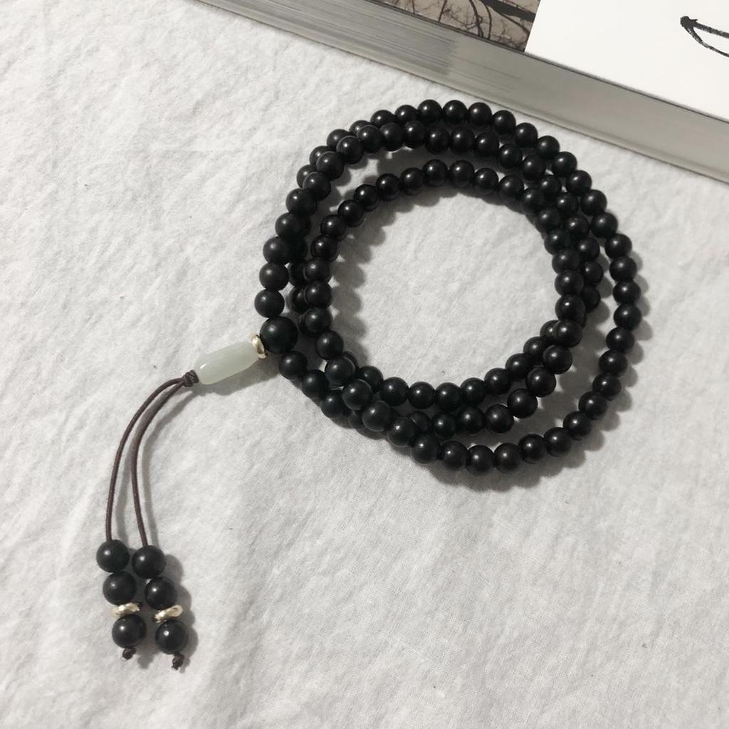 Shopkeeper recommends new models6mm Ebony bracelet 108Hetian jade necklace and bracelet
