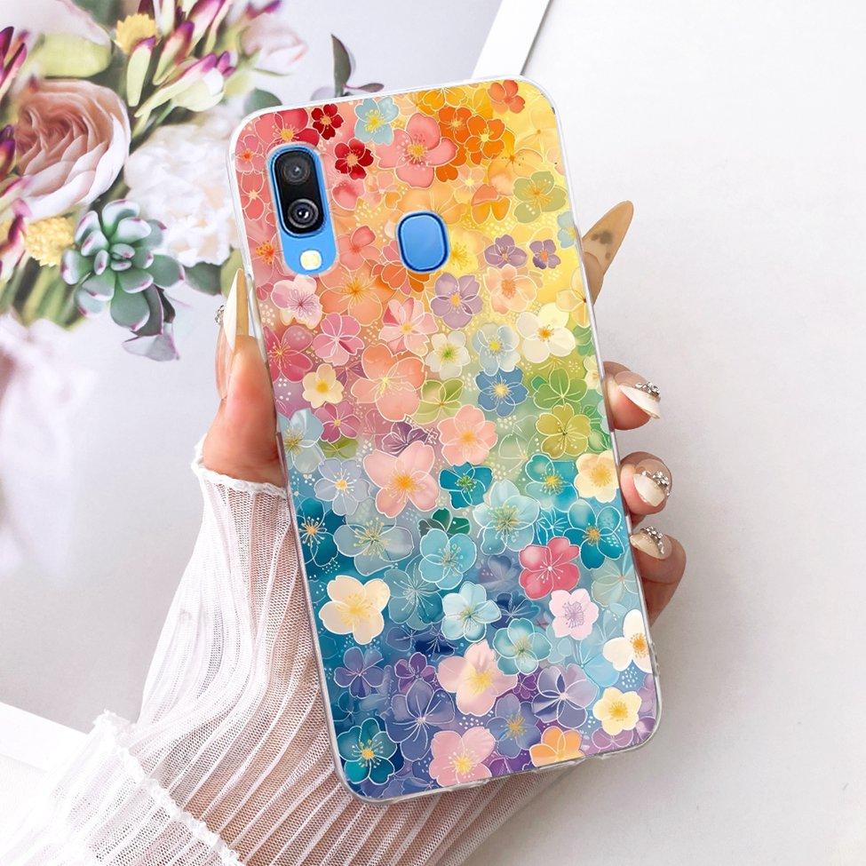 For Samsung A40 Case Transparent Cute Cat Fashion Butterfly Funny Painted Phone Casing For Samsung Galaxy A40 SM-A405F Cover