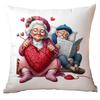 New Valentine's Day Pillow Cover Fun Watercolor Valentine's Day Old Couple Push Cover Home Cushion Cover