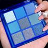 GECOMO 9-Color Matte Eyeshadow Palette CV309 Blue Waterproof Long-lasting Highly Pigmented Glitter Eye Makeup Gift