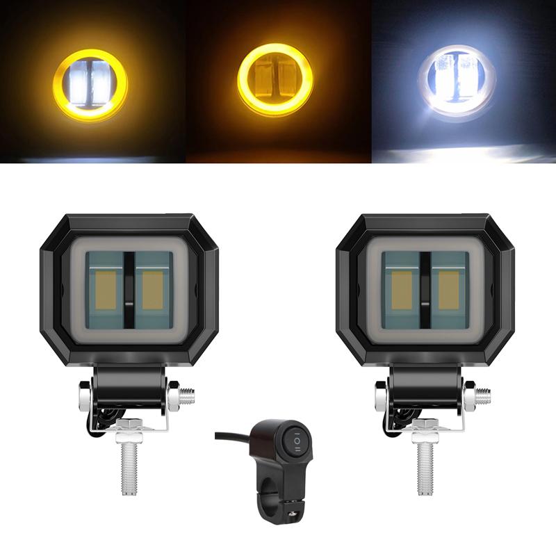 3 Inch Work Led Light Bar Square Car Headlight For Moto Jeeps SUV Off Road Angel Eyes Driving Lights Motorcycle Car Accessories