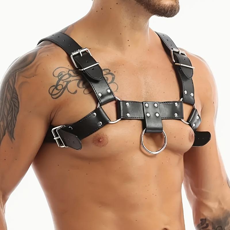 1pc BDSM Men's Leather Harness, Sexy Costumes For Gay Men - Adjustable Punk Sex Supplies