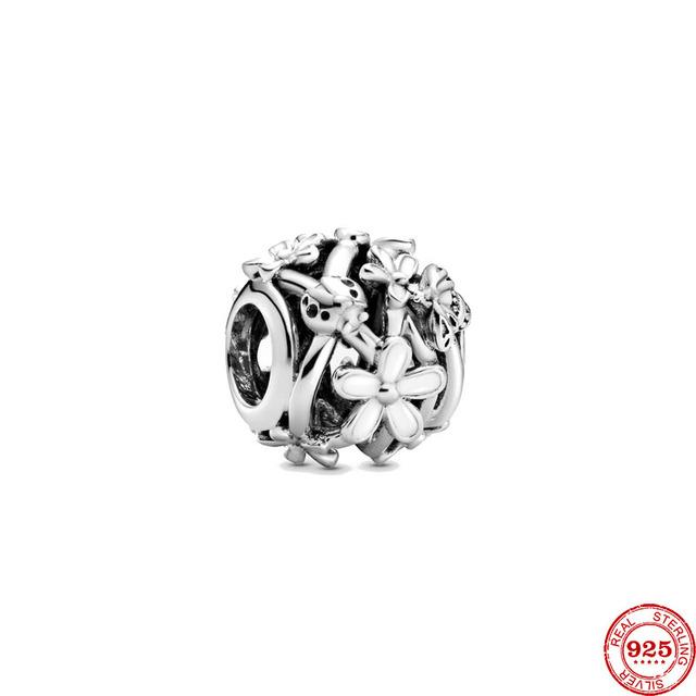 925 Sterling Silver White Openwork Musical Daisy Clip Patti Sheep Diy Fine Beads Fit Original Fashion Charm Bracelet Jewelry