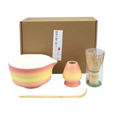 4-teiliges Keramik-Matcha-Set mit Mundschale, hochwertiges Teezubereitungswerkzeug, japanische Matcha-Schale, das perfekte Geschenk zum Verschenken