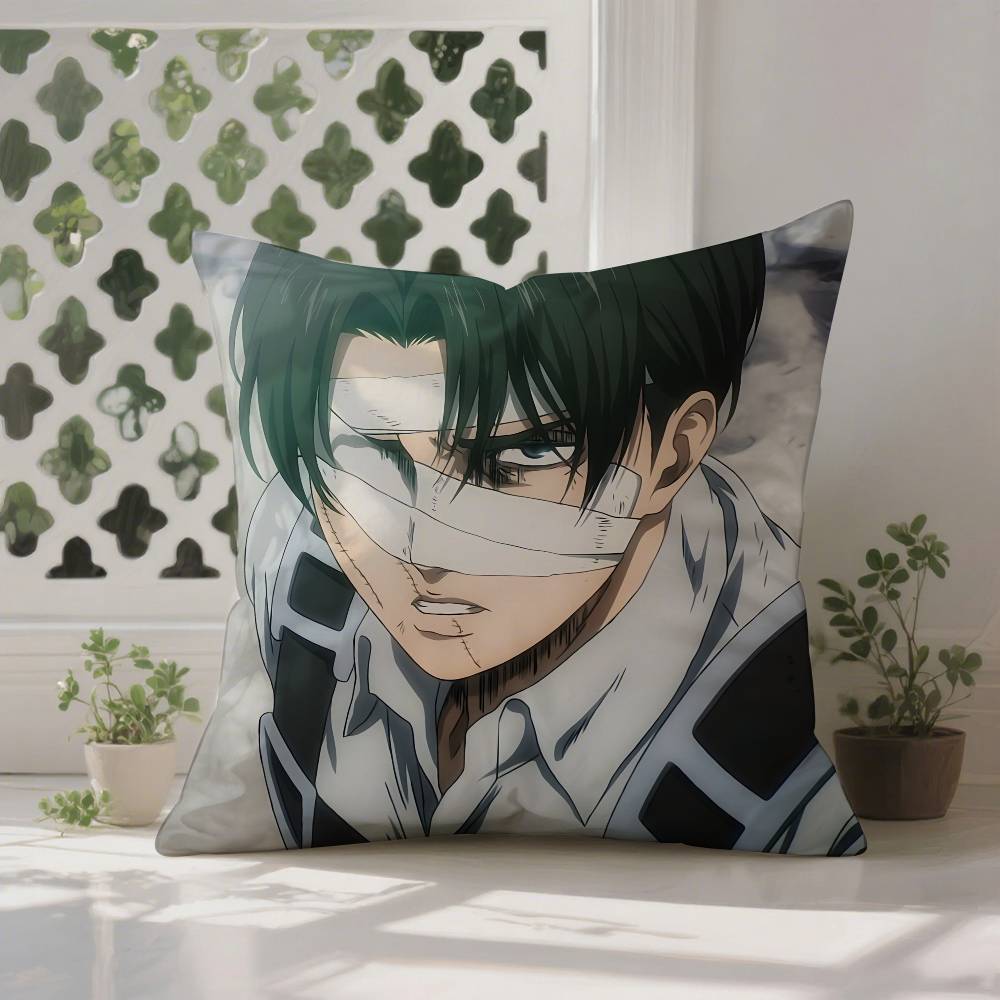 1pc Levi Ackerman Attack On Titan Pillow Case Anti-dustmite Pillowcase Invisible Zipper Silky Short Plush Sofa Cushion Cover