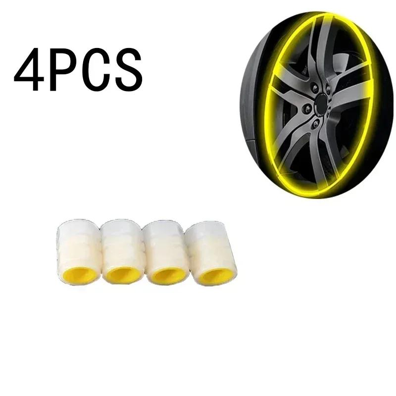 4PCS Luminous Tire Valve Cap Universal Auto Motorcycle Bike Wheel Nozzle Dustproof Tyre Valve Stem Fluorescent Car Accessories