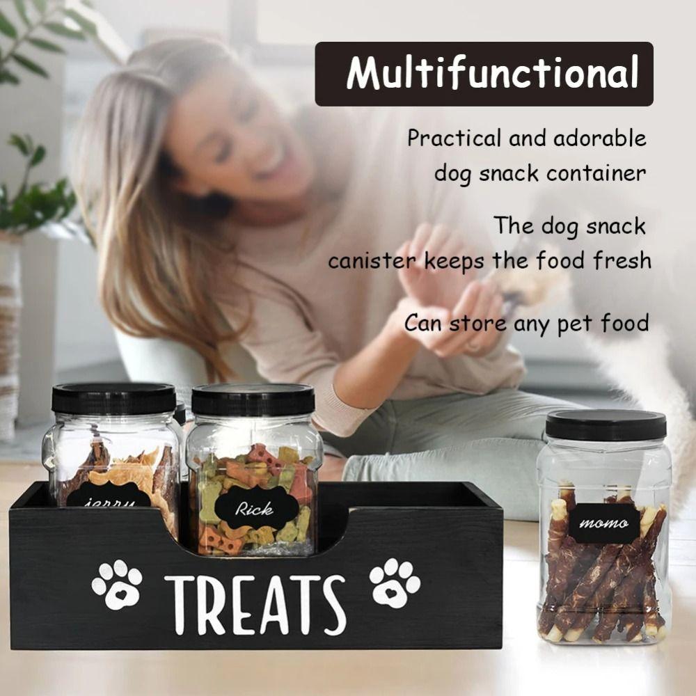 Practical Wooden Dog Treat Container Creative Dog Food Storage Holder Snack Storage Box  Pet Supply