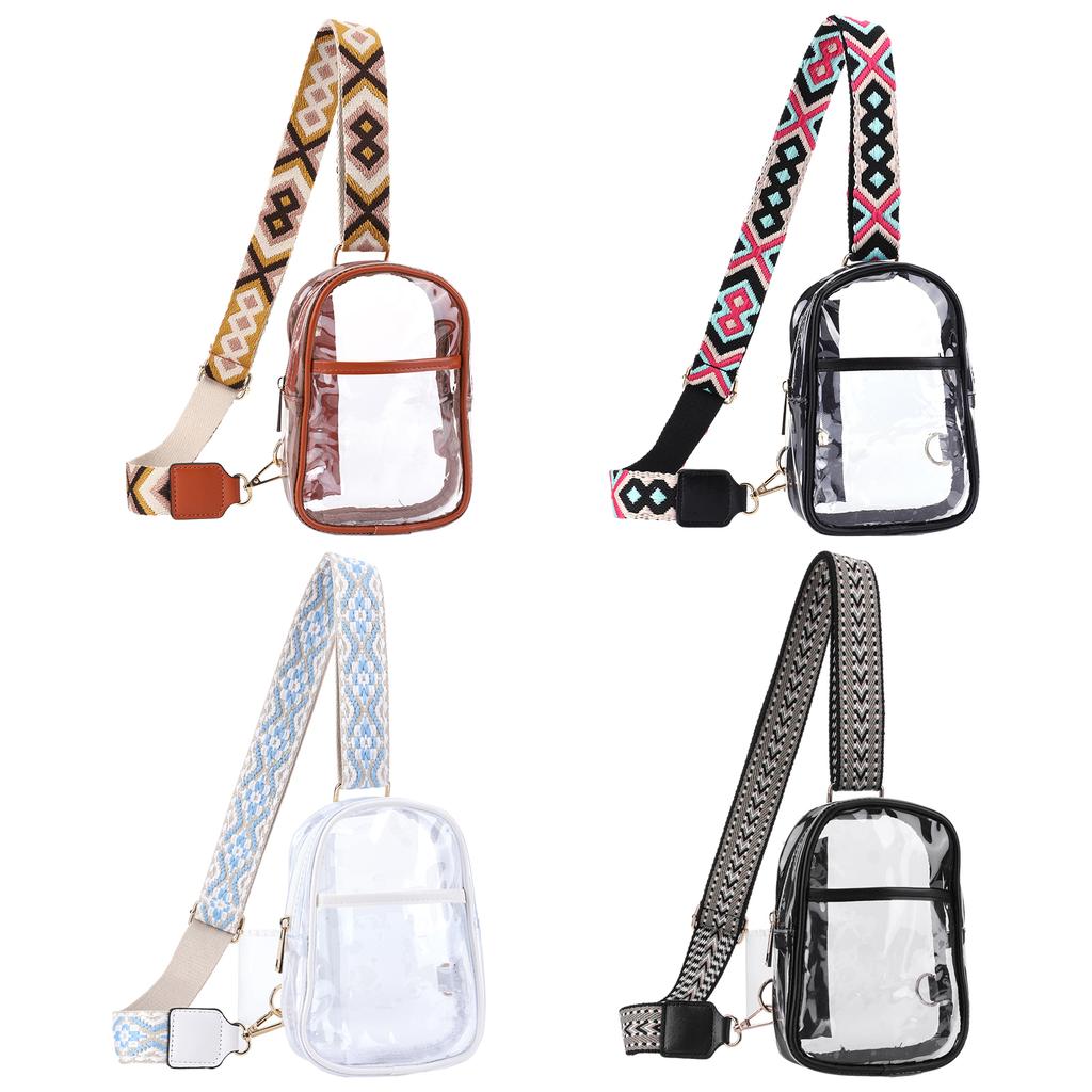 Купить Женская прозрачная нагрудная сумка с жаккардовым ремешком ...