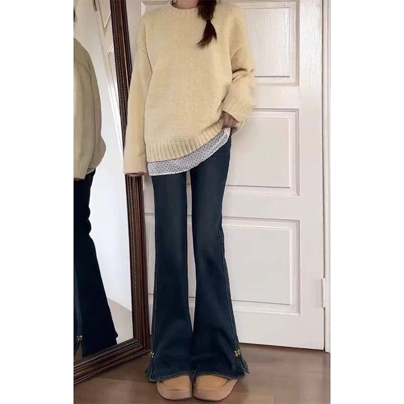 

Women s Retro Stretch High-Waist Micro Flare Jeans – Plus Size Spring/Summer XXL синий