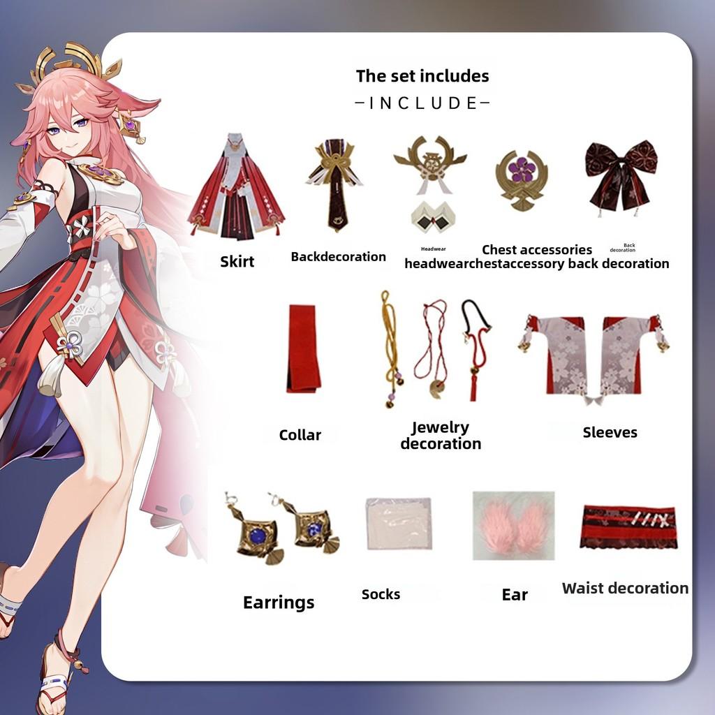 Genshin Impact Yae Miko Cosplay Outfit With Wig And Shoes For Game Cosplay Events