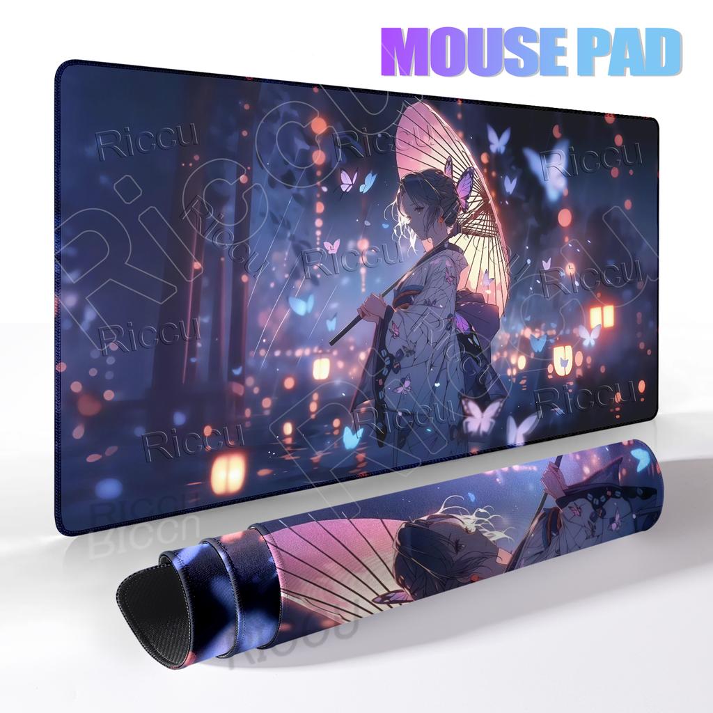 Mouse Pads Extended PC Purple Flower D-demon Slayer Desk Mat New Kochou Shinobu Table Mat Laptop Anime Girl Gamer Rubber Carpets