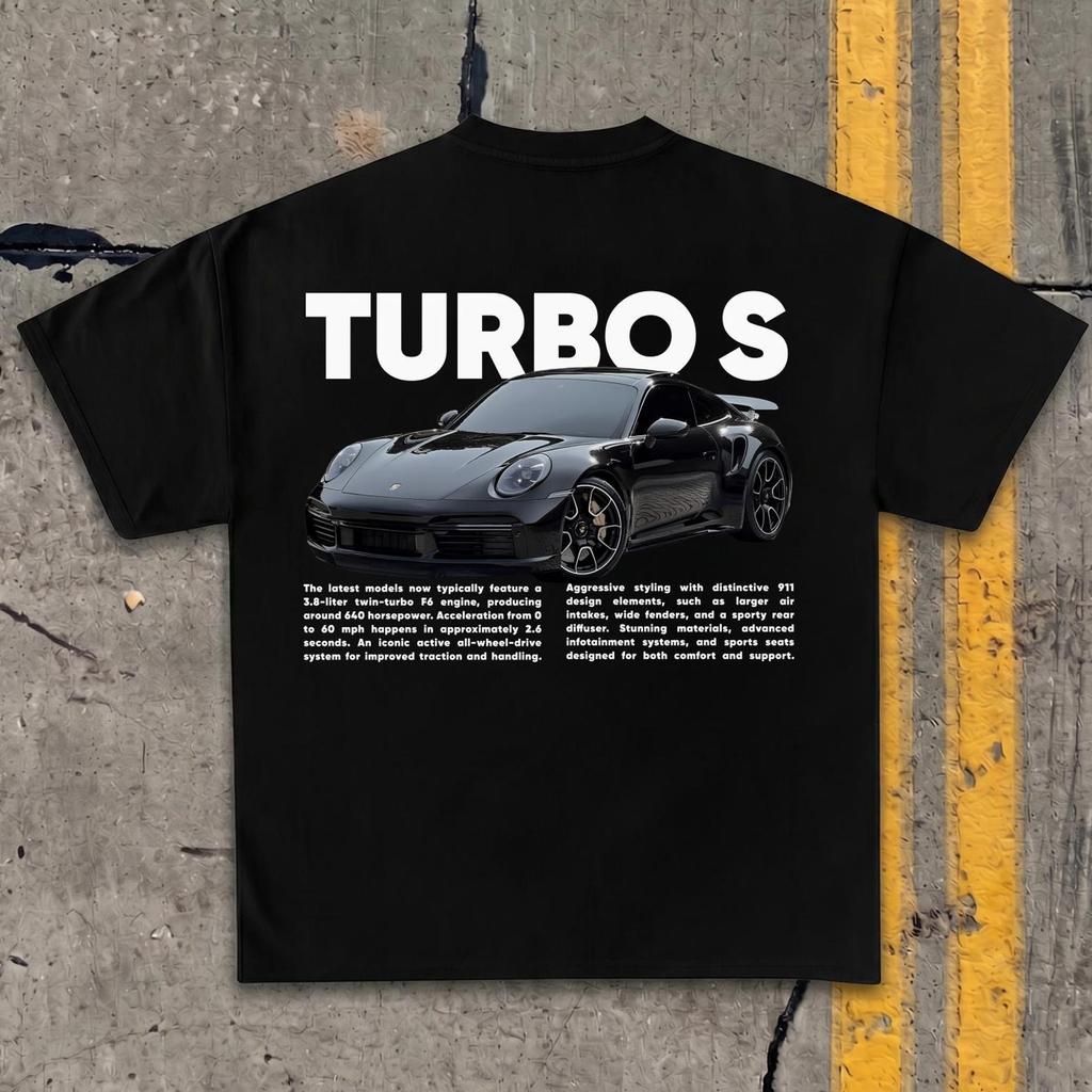 911 Turbo S Car Enthusiast Tee - Flat-Six Turbo Graphic T-Shirt - German Auto Racing Apparel - Supercar Gift for Him