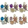 Mixed 6-Color Oil Drip Rhinestone Butterfly Flower Pendant Charm for DIY Jewelry
