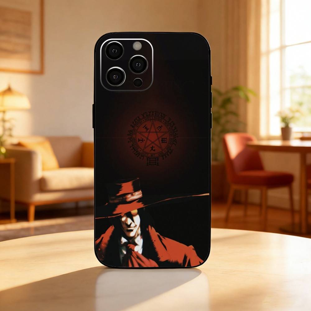H-Hellsing Anime Cool Phone Case For iPhone17,16,15,14,13,12 Plus,Max Soft Silicone Black Cover