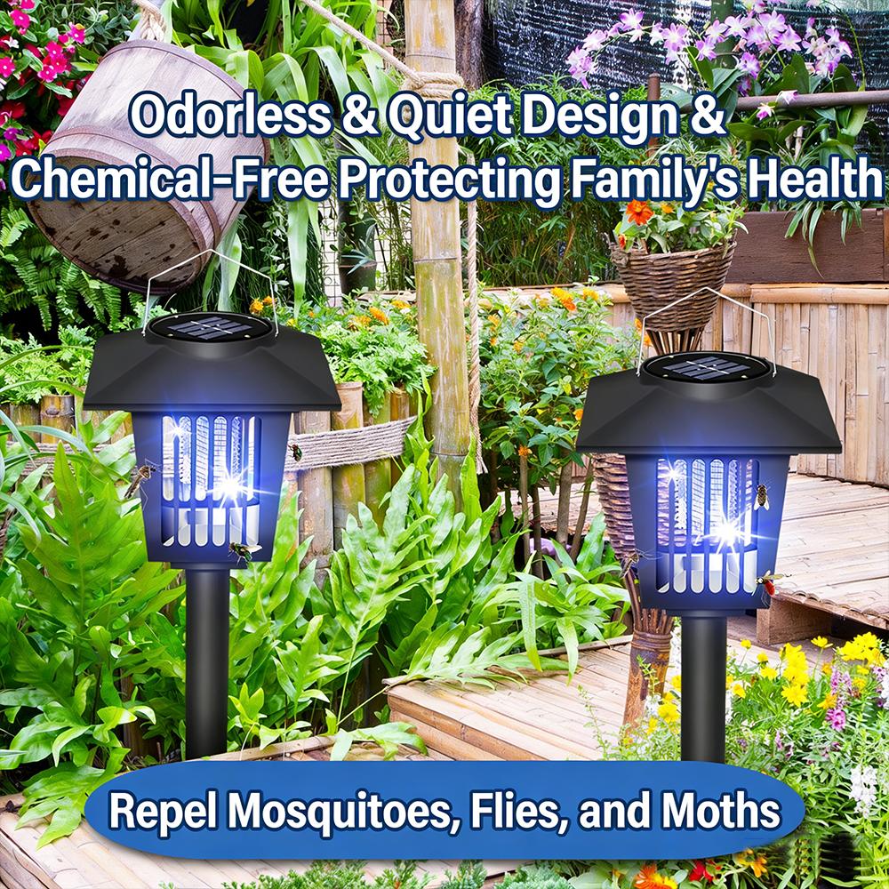 1 Pcs Solar Bug Zapper Outdoor Indoor Waterproof Mosquito Killer Lamp with White and UV Light Portable Cordless Mosquito Insect