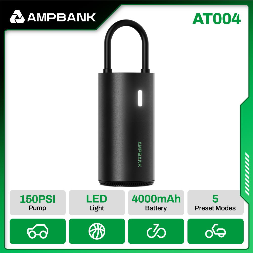 AMPBANK AT004 Smart Air Pump for Car Tires Portable Air Compressor Auto Tire Inflator 150PSI with Pressure Gauge  LED Screen AT004