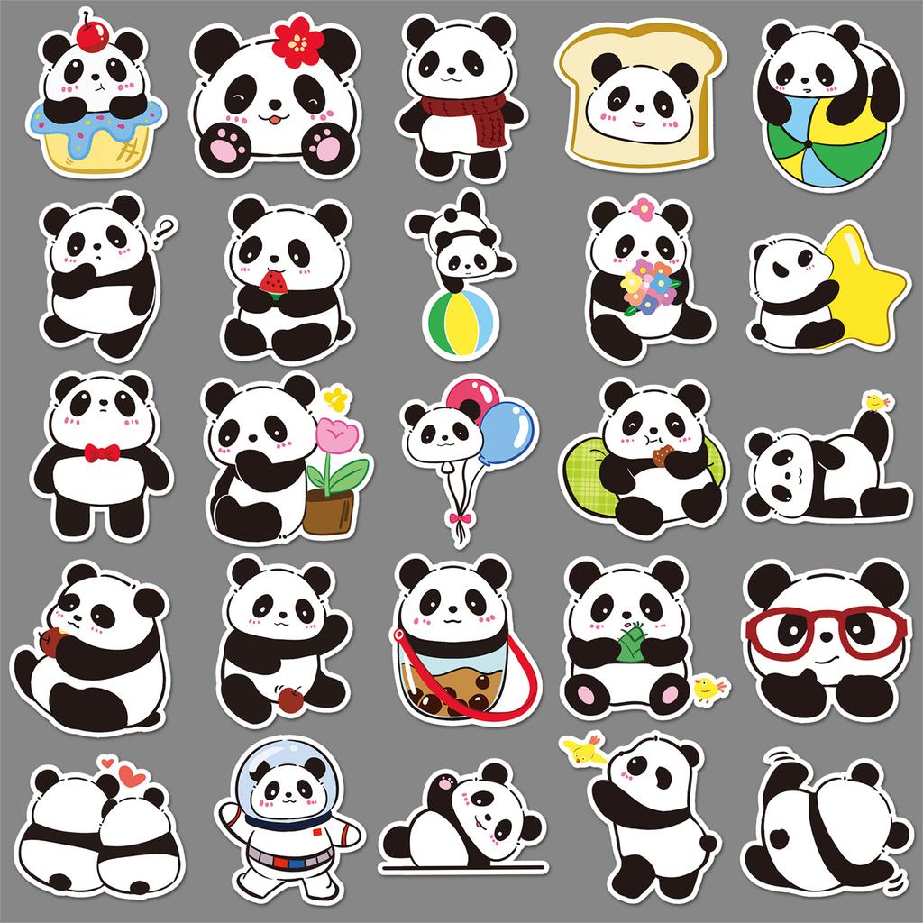 50 Original Panda Graffiti Cartoon Cute Animals Creative Decorative Cups Mobile Phone Case Computer Stickers