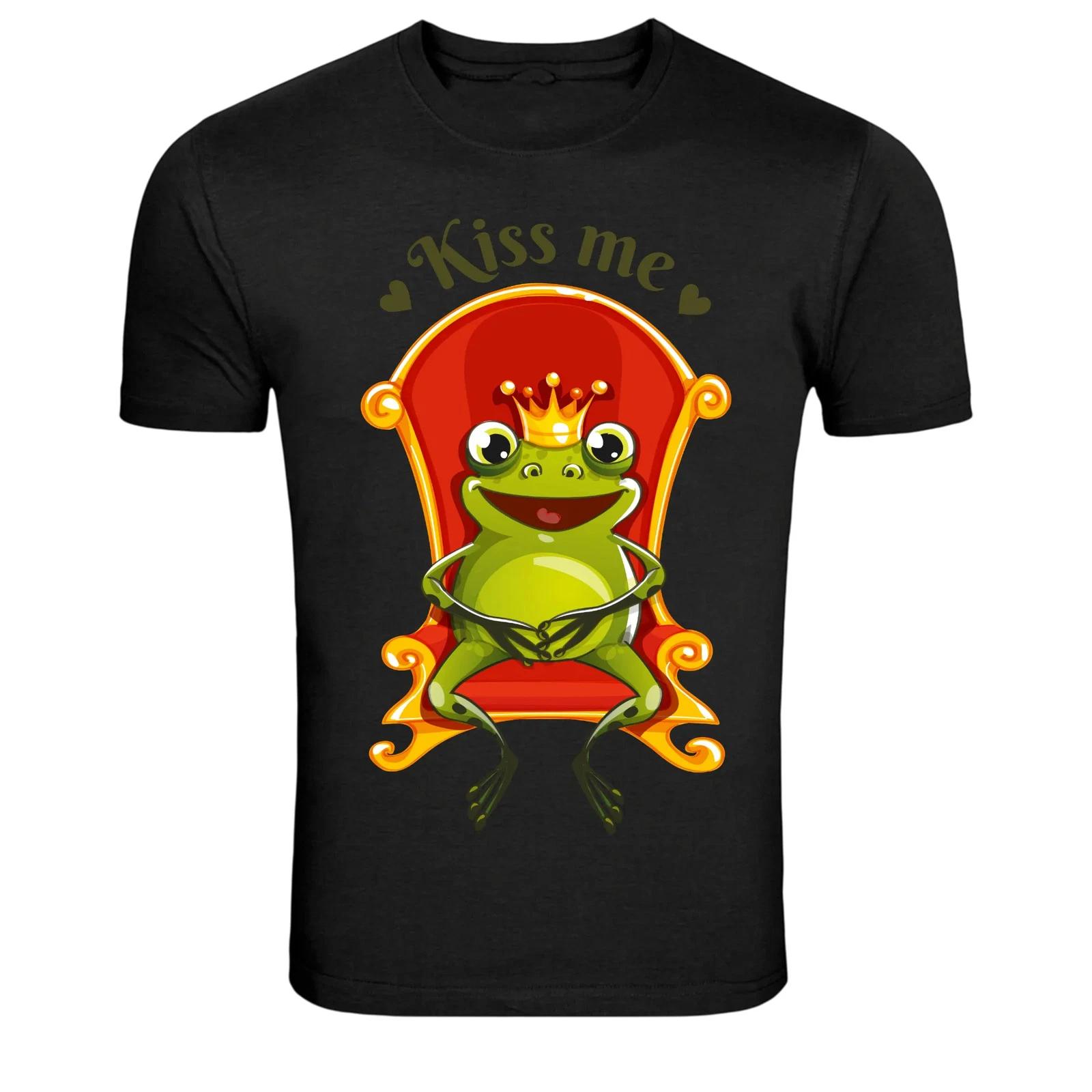 Kiss Me Frog Prince Funny Cartoon Animal T-Shirt M