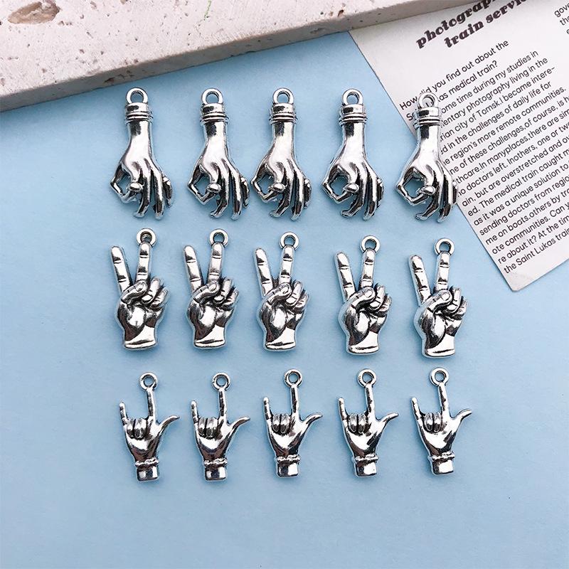 

Antique Silver I Love You Hand Gesture Zinc Alloy Charm for Valentine s Day Jewelry