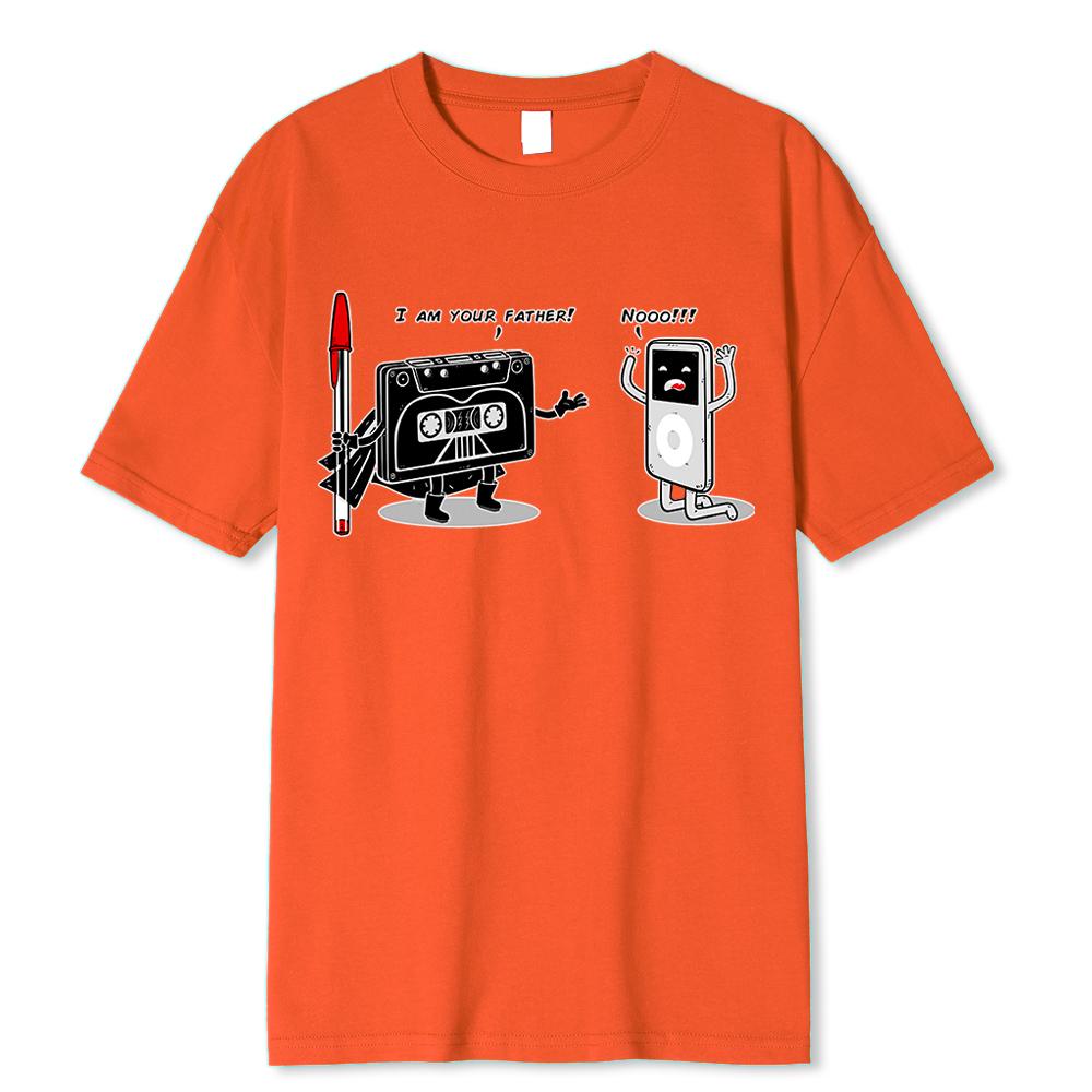 

Я твой отец забавная винтажная футболка с принтом для мужчин и женщин, высококачественная хлопковая футболка 80-х 90-х годов с магнитной лентой и ручкой для MP3 XXXXXL оранжевый