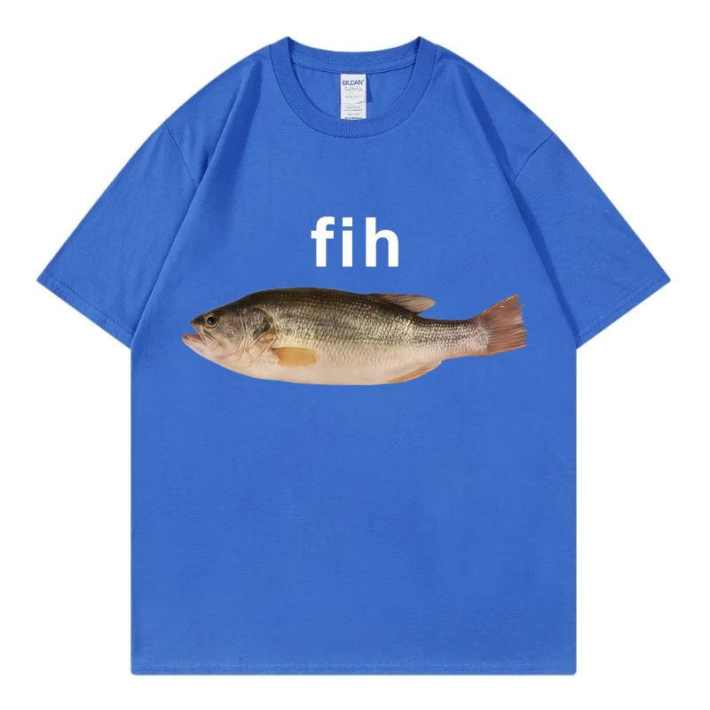 Funny Fih Fish Meme Tshirt High Quality Fashion Short Sleeve T Shirts Unisex Women Casual Loose Cotton Tshirts Summer Streetwear