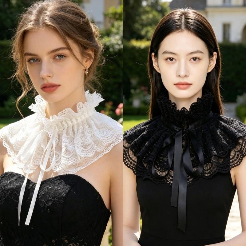 Medieval Detachable Pleated Collar Ruffle Collar Neckpiece Costume Props Neckwear Faux Collar For Historical Reenactment Stage Show