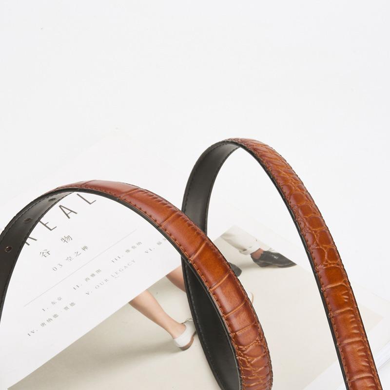 emale crocodile pattern simple women's thin belt -buckle decorative belt suit pants decorative belt