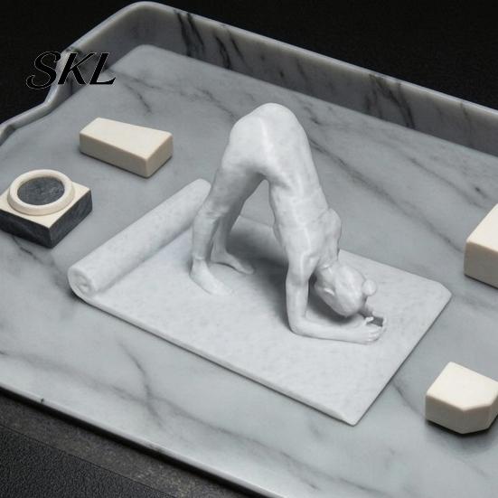 Compact Office Desk Accessory Yoga Shape Phone Stand, Creative Desktop Sculpture, Imitation Stone Space Saving Ornament Texture Decorative Ornament,