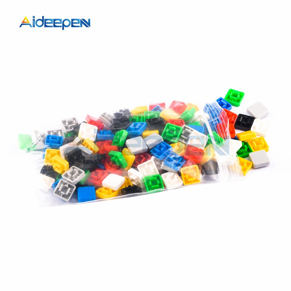 140Pcs 7 Colors*20pcs Tactile Push Button Switch Cap 12*12*7.3MM Micro Switch Button Tact Cap 5 Colors 12X12X7.3mm for Arduino