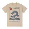 Hokkaido Beast Dragon Tshirts Retro Japanese Style Wave Illustration T Shirts Unisexs Clothing Short Sleeve Cotton Casual Tees