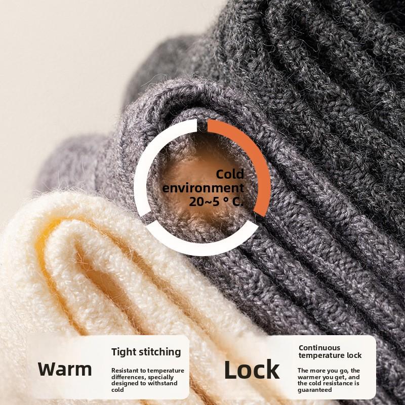 Twisted Wool Socks for Women In Winter, Pure Color, with Added Insulation, Mid-calf Length, Sleep Socks, Autumn Sheepskin Home-cozy Floor Socks