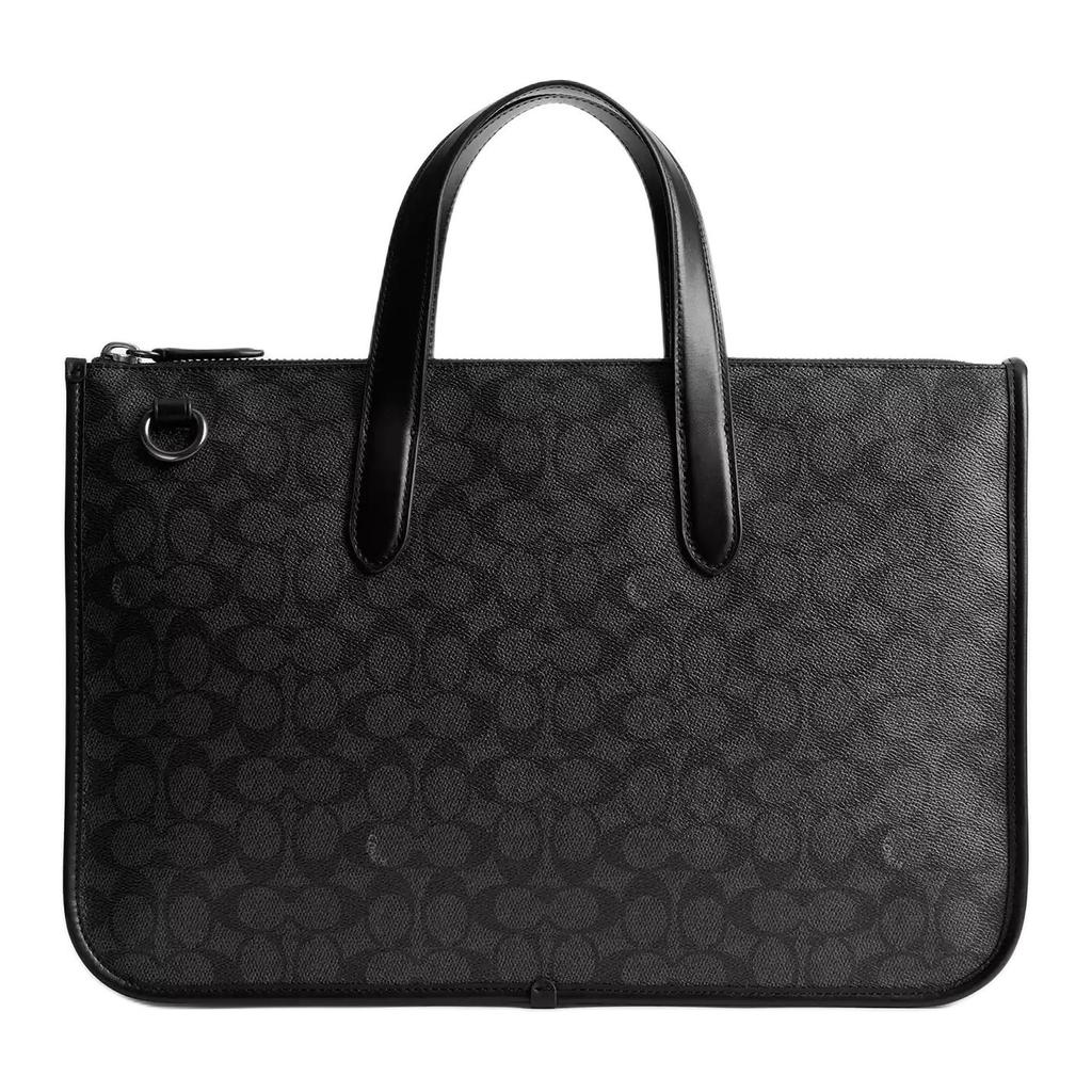 Coach Isaac 40 Logo Zipper Closure Coated Canvas Crossbody Shoulder Tote Bag Large Men Bags Charcoal CV970-R8E