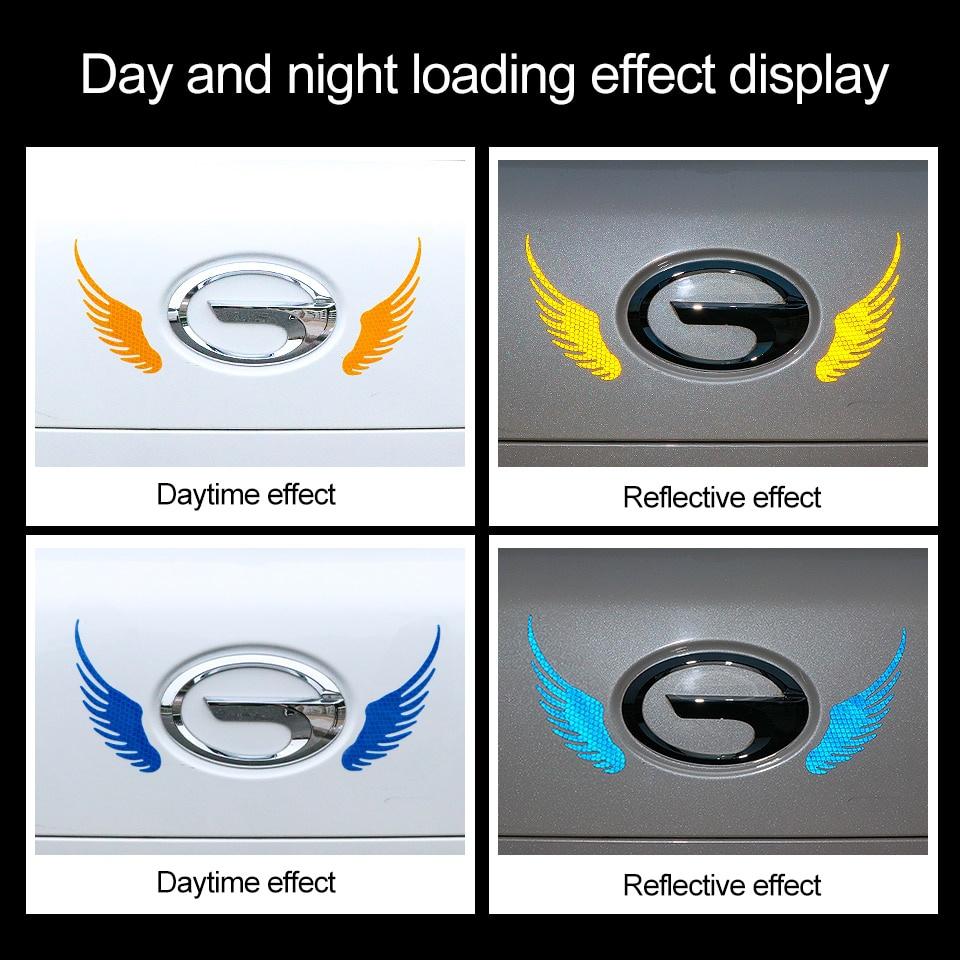 2Pair Safety Warning  Reflective Car Sticker Angel Wings Reflective Warning Sign Funny Bike Decal Sticker Motorbike Reflective Sticker