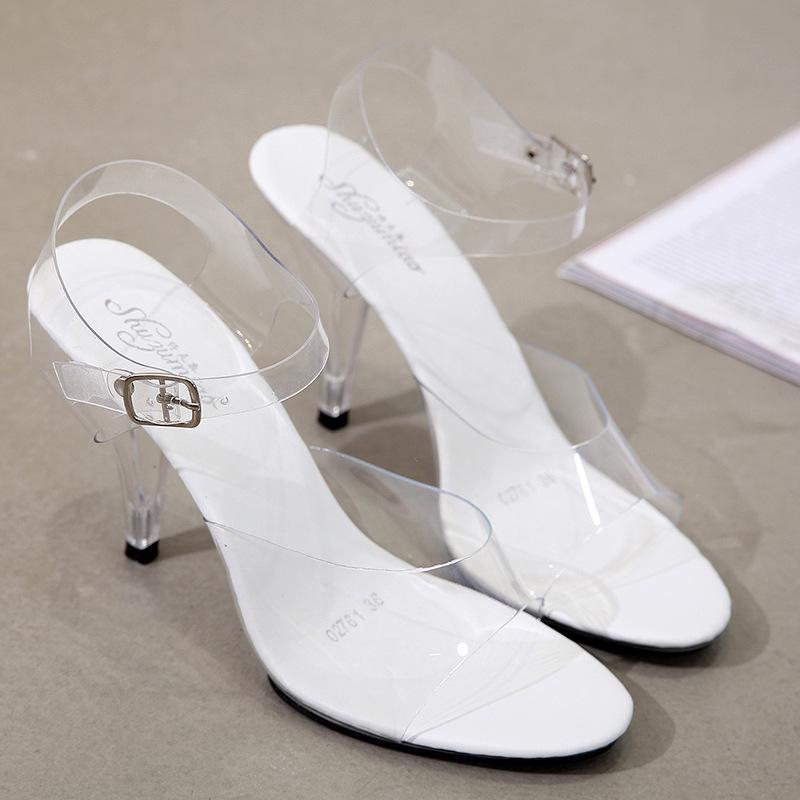 Fashion Sandales Transparentes À Talons Super Hauts Pour Femme, Chaussures Sexy À Lanière, Grande Taille 34-46