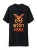 Spooky Mama Pumpkin Halloween T Shirt Vintage Washed Casual Streetwear Unisex Homme Graphic Fashion Breathable Slightly