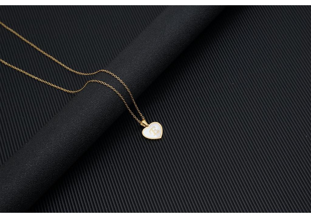 Gold Shell Pendant Necklace with English Alphabet - European & American Trend In Titanium Steel Chain