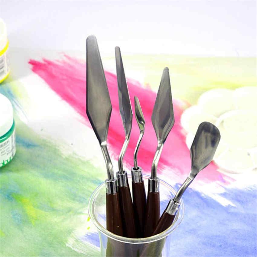5pcs Professional Stainless Steel Spatula Kit Palette Knife for Oil Painting Fine Arts Painting Tool Set