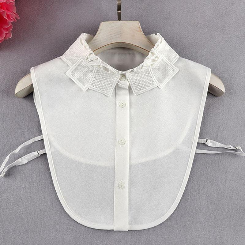 Białe Sztuczne Kołnierzyki Dla Kobiet Krata Klapa Odpinany Kołnierzyk Koszula Koronka Stójka Fałszywy Kołnierzyk Kobieta Zdejmowany Krawat Nep Kraagie