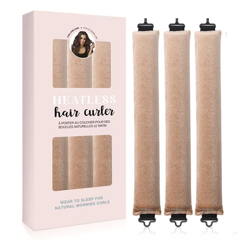 Exclusive 3-Piece No-Heat Curling Iron Set - U-Shaped Sleep Waves In Color Box Packaging