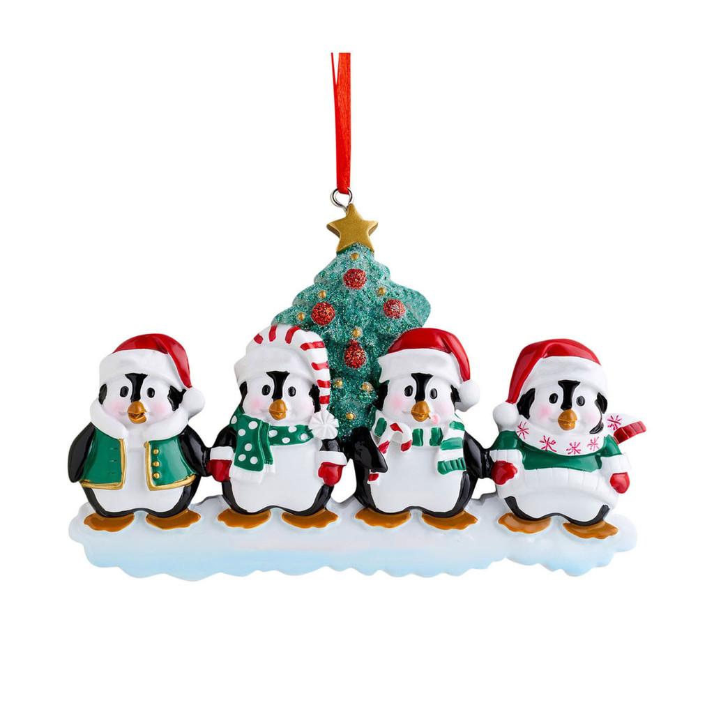 

Charming Resin Penguin Family Christmas Ornaments Adorable Holiday Decorations Set 4 Penguin
