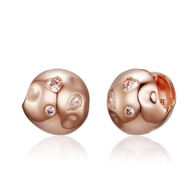 CRANNE 14K GF Carved Stone Ball One-Touch Bold Earrings C24EGF208